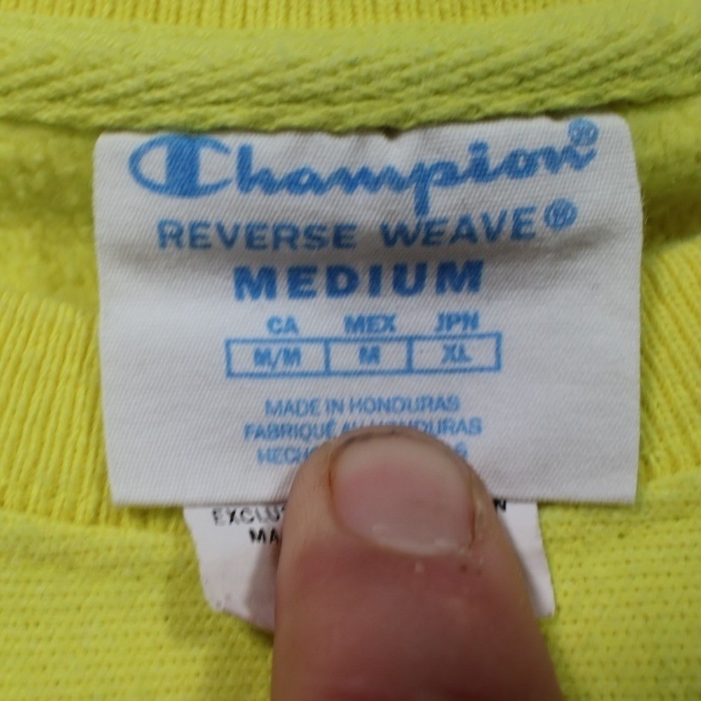 Champion Reverse Weave Sweatshirt Womens Medium Yellow Excellent Chenille Logo - Picture 6 of 7